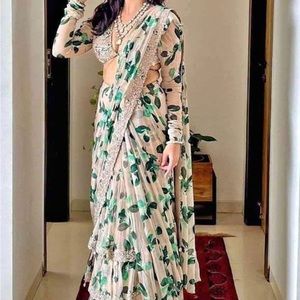 COPY - Light peach ruffle Saree